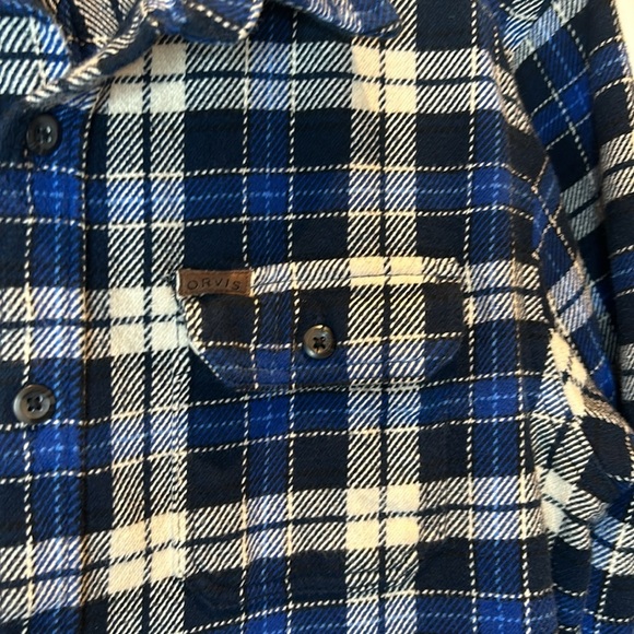 Orvis Blue Plaid Heavy Weight Cotton Flannel Shirt Men’s size XL - Picture 7 of 16